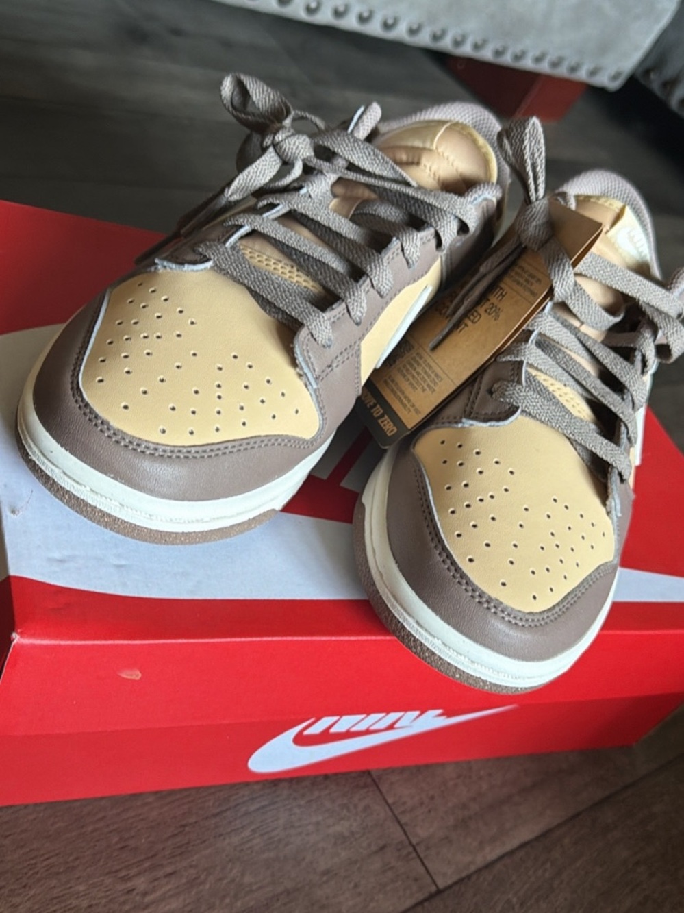 Nike Women’s Low-Top Sneakers in Beige, Taupe, and White - Picture 3 of 4